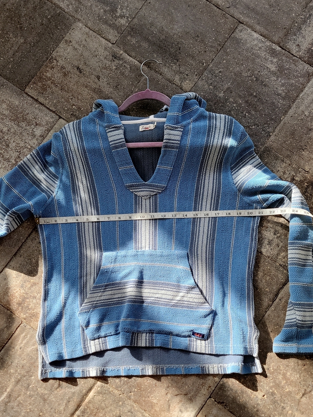 Faherty Terry Hooded Poncho Montauk Blue Serape Sz M - Picture 6 of 13